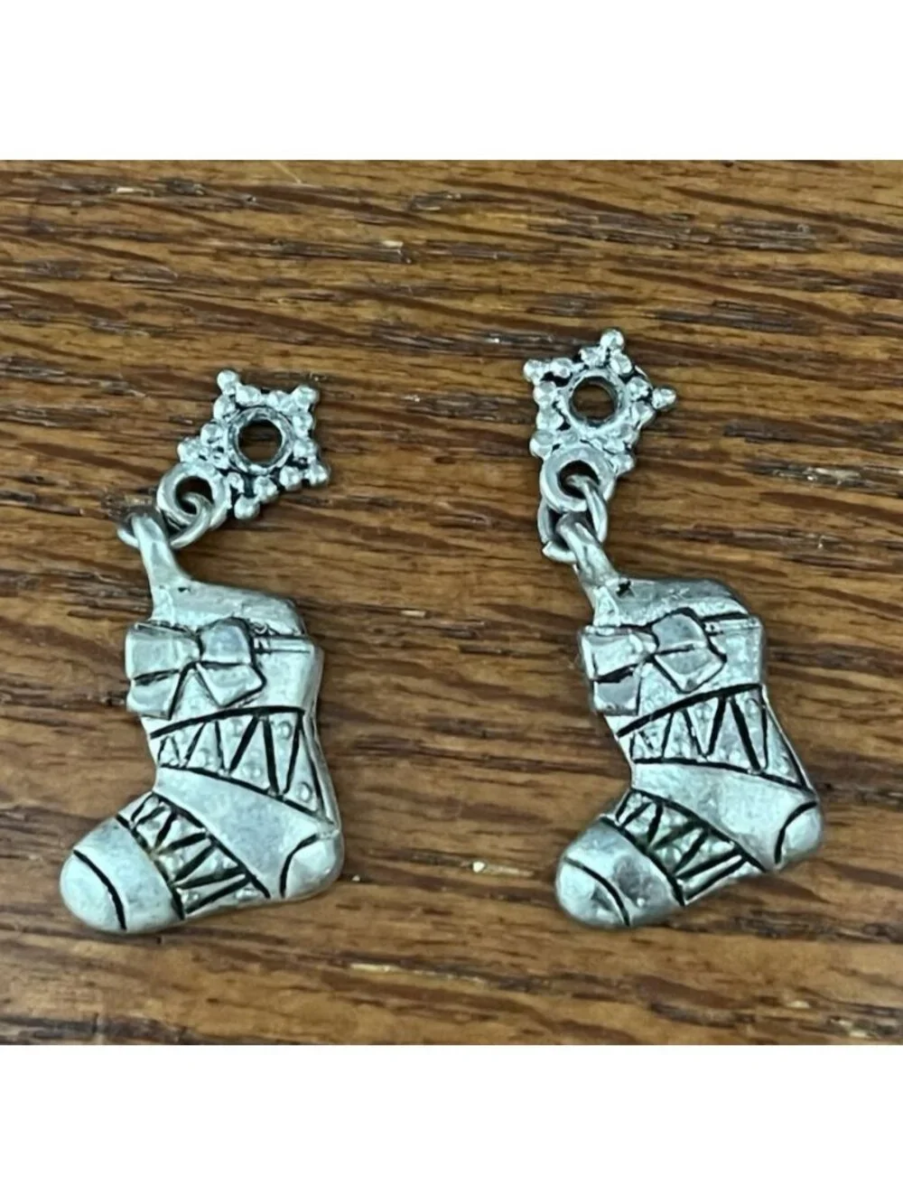 8 Antiqued Pewter Christmas Charm Figure Set Craft Decorate Gift 1 Inch Santa +